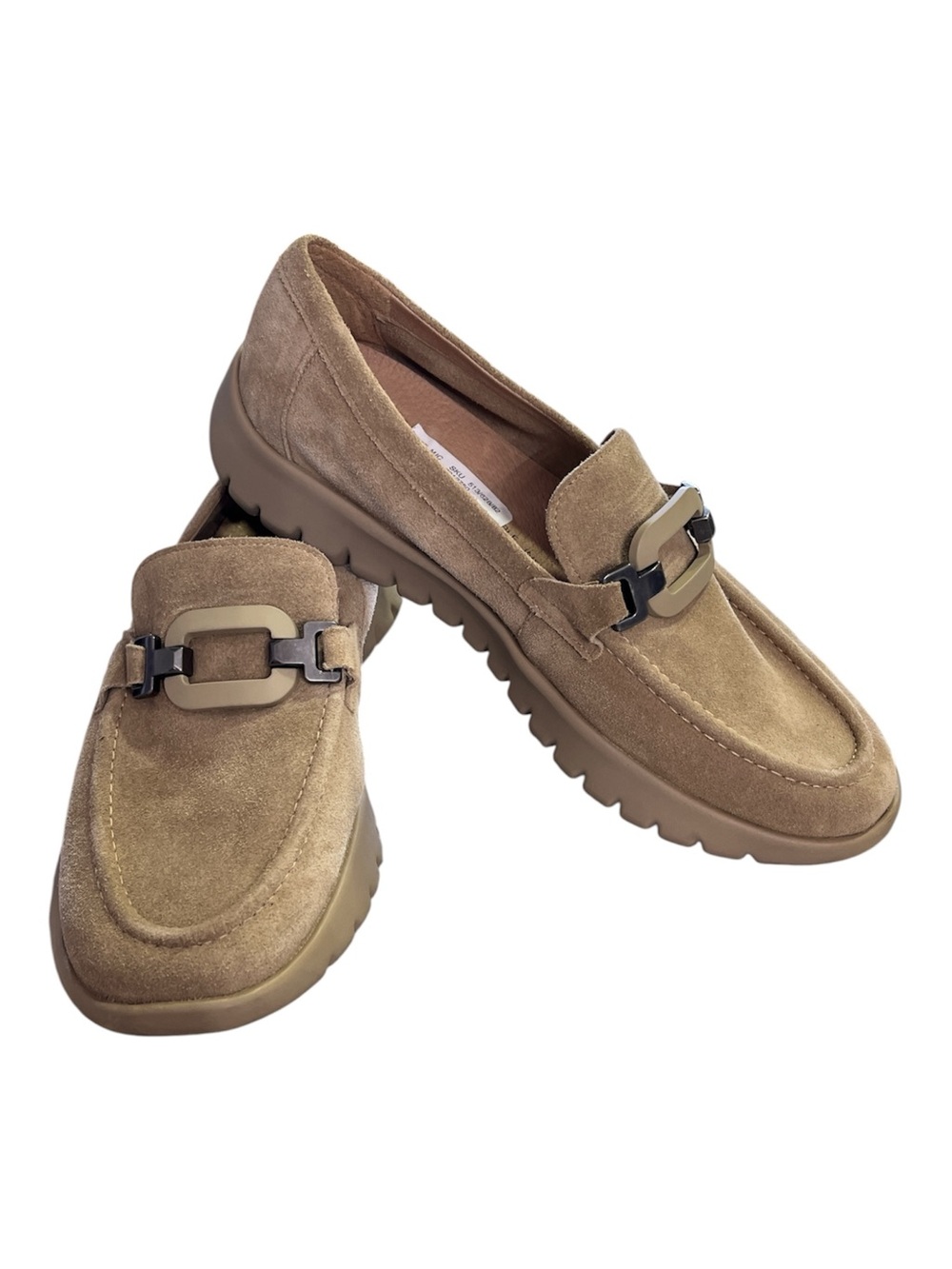 NWT Brioso Suede Loafers Lug Sole Slip On Comfort Shoes Taupe Beige Size 8.5M